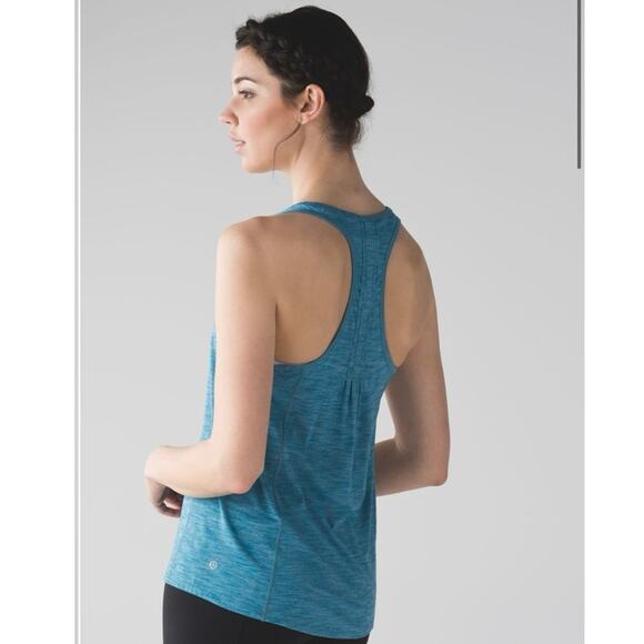 Lululemon Hotwave Racerback Tank Heathered Tofino‎ Teal Size 8 Fitness Workout - Picture 1 of 10